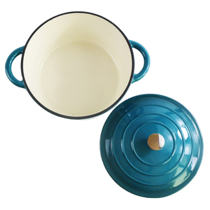 Casserole <span class=keywords><strong>en</strong></span> <span class=keywords><strong>fonte</strong></span> émaillée avec bouton <span class=keywords><strong>en</strong></span> acier inoxydable et doubles poignées pour cuisson lente, faitout - Product Image 4