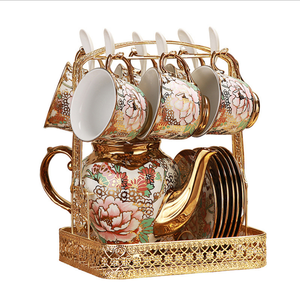 Service à thé de style européen en céramique, 14 pièces, ensemble de tasses à café en porcelaine fine - Product Image 1