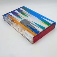 Backgammon de luxe moderne en acrylique Lucite carré pliable, pré-assemblé et résistant à l'eau