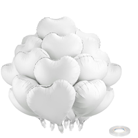 Ballons en aluminium blancs en forme de cœur de 18 pouces pour la Saint-Valentin et les mariages (vente en gros)