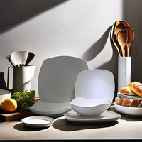 Vente chaude 18 pièces/24 pièces Ins Style carré porcelaine vaisselle ensemble durable en céramique carré assiette bol pour la maison cuisine