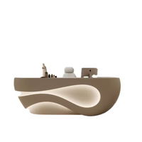 Bureau d'accueil moderne haut de gamme extensible en plastique PETG, inspiré des pétales roses, en forme de fleur, rétroéclairé, pour immeuble de bureaux, centre commercial, hôtel