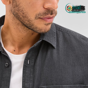 Chemise en jean élégante pour homme, manches longues, respirante, légère, en coton, boutonnée, décontractée, confortable, vêtement de travail tendance - Product Image 3