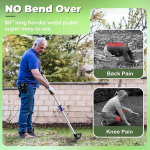 Custom Weed <b>Puller</b> <b>Tool</b> with Handle Weed Remover Weeding <b>Tool</b> Heavy Duty Manual Weed Rake and Garden Hoe Gardening Weeder <b>Tool</b> - Product Image 3