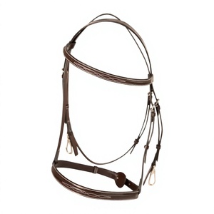 Brida de cuero para caballo con narquileras acolchadas y riendas a juego, equipo de equitación inglés para uso en doma clásica. - Product Image 6