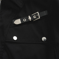 Blouson Bomber Streetwear Hip Hop avec Sangles Métalliques Décoratives, Style Workwear, Boutons Tendance, Veste Moto Cargo