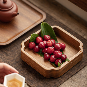 Bandeja para aperitivos y té de madera de nogal, plato de frutas de madera maciza, para uso doméstico, estilo chino moderno, apilable, adecuado para bodas, oficinas. - Product Image 4