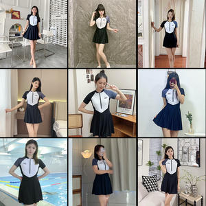 Maillot de bain une pièce pour femme JH82415, color block, col rond, pour la natation et les sports nautiques, taille adulte M L XL - Product Image 1