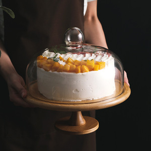 Support à gâteau en bois transparent sur mesure avec couvercle en verre pour l'affichage de gâteaux et de desserts, outils de pâtisserie - Product Image 2