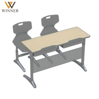 Meubles scolaires modernes, ergonomiques, écologiques et durables, bureau et chaise scolaires en plastique à double assise, hauteur réglable pour adolescents