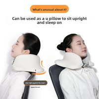 Oreiller de sieste personnalisable en mousse à mémoire de forme en U, pour le bureau, repos du midi, avec soutien du cou et motif uni