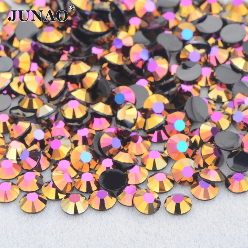 JUNAO 2mm 3mm 4mm 5mm 6mm Wholesale Bulk Package Non Hot Fix Strass Flatback Crystal Stones Jelly Pink AB Resin Rhinestones