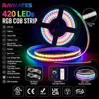 Tira de Luces LED RGB COB SPI de 420 LED Raymates, 10 W, PCB de 10 mm, DC24 V, Tira de Luces LED COB Direccionables UL