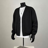 Nouveau Cardigan Tricoté Personnalisé pour Homme en Viscose, Style Coréen, Couleur Unie, Automne, Décontracté, Ample, Polyvalent, Vente en Gros, Designer