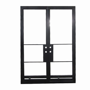 Diseño de puerta doble de vidrio arqueado para el hogar, puerta frontal de lujo, exterior, de hierro, funciona en color negro - Product Image 2