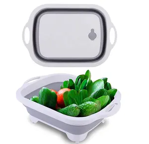 Tuoda Multifunktion 3 in 1 Camping Küche Behälter Kunststoff faltbar Schneidebrett mit Gemüse Obst Wäsche Entwässerung Korb