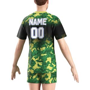 Maillots de sport pour hommes à col rond Dry-Fit pour la musculation, sublimation usine, en tissu jersey vert style rugby - Product Image 6