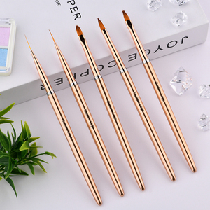 Золотисто-каштановый от китайского поставщика, роскошные ювелирные изделия из чистого цвета розового золота с металлической ручкой 3D УФ-гель тонкий лайнер Nail <span class=keywords><strong>Art</strong></span> Кисть для макияжа кисть для ногтей кисть, 5 шт. в наборе - Product Image 1