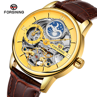 Relojes Forsining — montre squelette pour homme, nouvelle tendance, automatique, tourbillon à phase lunaire, montre-bracelet mécanique