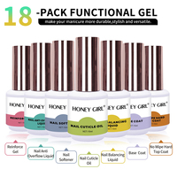 HONEY GIRL 15ml Fonction Nail Gel Top Coat Couche de base en caoutchouc Gel Vernis à ongles No Wipe High Shine OEM Personnaliser