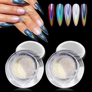 Polvere olografica per unghie cromata effetto specchio Aurora magia perlescente sirena perla ghiaccio al Neon Aurora Chameleon polvere - Product Image 1