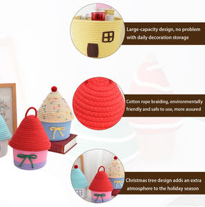 Inicio Sala de estar Dormitorio Cuerda de algodón Cesta tejida Se puede decorar con cesta de almacenamiento Ideas lindas - Product Image 3