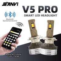 V5PRO 90W Faros Delanteros LED para Auto con Control de Aplicación, Tres Colores, H1 H4 H7, para Accord, Ajustables, 3000k-6000k