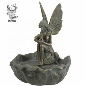 La ragazza fata del fiore del giardino presenta la scultura all'aperto della fontana di acqua delle coperture della ragazza fata del bronzo adorabile - Product Image 4