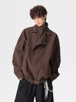 Veste bomber déstructurée patchwork style rétro américain Penpace Garment, col montant, tendance, unisexe, coupe ample, décontractée