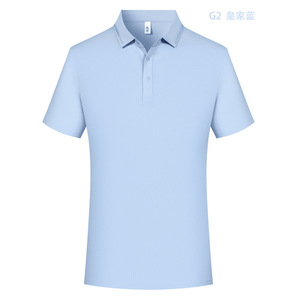 Polo Shirt Men Short Sleeve Solid Color Polyester Workwear Daily Wear G2 Navy Blue - Product Image 3