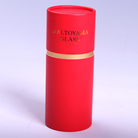 Pappe Champagner Flöte Weingläser Boxen benutzer definierte individuelle Weinglas Tube Boxen Luxus Rot und Gold Papier runde Geschenk box
