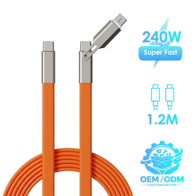 240W PD High Speed Braided Fast Charging Cable with Built-in Phone Stand & 90 Elbow 360 Rotation for Computer Mobile Phones