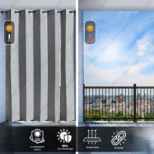 Stripe Outdoor Curtain 180 GSM Grey White with Contemporary Monochrome Stripes for Elegant Patio Privacy UV Protection - Product Image 3