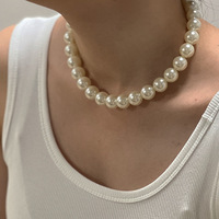14 12 10mm Vintage Simple Imitation Perle Chaîne Colliers Femme Fille Collier Ras Du Cou Clavicule Banquet Bijoux De Fête De Mariage