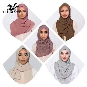 2020 नए सबसे अच्छा बेच 61 रंग ठोस रंग महिलाओं के फैशन सस्ते शिफॉन दुपट्टा मुस्लिम बुलबुला शिफॉन हिजाब