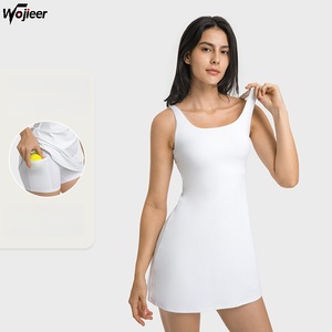 Wojiaer ชุดโยคะสำหรับผู้หญิงกระโปรงสั้นสำหรับออกกำลังกายระบายอากาศได้ดีมีสายรัดปรับระดับได้ - Product Image 1