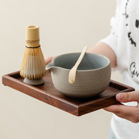 Ensemble de bols à matcha en céramique Astief Professional, fouet à matcha en bambou personnalisé, kit de tamis à matcha en poterie brute avec boîte cadeau