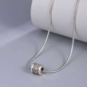 Collar de Seis Palabras para Hombre, Colgante Cilíndrico, Collares Budistas con Mantra Vintage, Amuleto de la Suerte de Acero Inoxidable, Joyería Masculina - Product Image 1