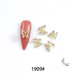 Mini breloques papillon pour ongles, en alliage d'argent et d'or, avec perles et strass, décorations 3D pour la manucure DIY - Product Image 5