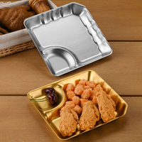 Assiette rectangulaire classique en acier inoxydable, qualité alimentaire, compatible lave-vaisselle, sans BPA, compatible micro-ondes, design personnalisable, pour les fêtes
