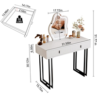 Coiffeuse intelligente blanche avec miroir éclairé à écran tactile 3 couleurs