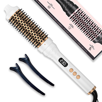 Revlon 2-in-1 Brosse à cheveux thermique PTC Brosse ronde chauffante pour cheveux secs Portable avec affichage LCD de la température Source d'alimentation électrique