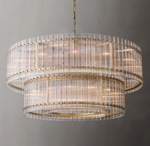 Lampadario americano di lusso in ottone trasparente fatto a <span class=keywords><strong>mano</strong></span> in vetro a doppio strato per soggiorno sala da pranzo Hotel - Product Image 5