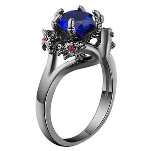 Bague de cocktail H415 pour homme, motif dragon, améthyste naturelle ovale, sertie griffes, cadeau, bagues tendance - Product Image 6