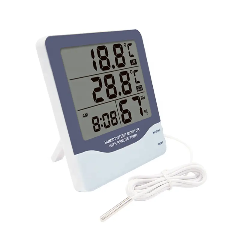 CH-928 Elektronische Digitale Thermohygrometer Indoor Outdoor Thermometer Met Tijd En Klok Huishoudelijke Thermometers