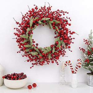 Guirlande de Noël artificielle en cèdre et cyprès, décorée de baies rouges givrées, pour ornement de Noël, cheminée, escalier, décoration de fête - Product Image 2