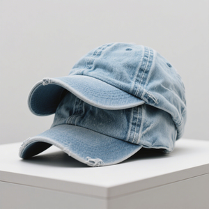 6 لوحات منحنية سادة للجنسين قبعة أبي بيسبول خمر غسل الدينيم المتعثرة - Product Image 2