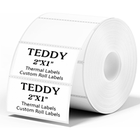 TEDDY Venta al por mayor 2.25X1.25Inch 57X32mm 3 Proof 1000PCs Rollo de papel térmico blanco Etiquetas térmicas de código de barras