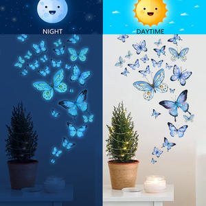 Nouvelle lumière nocturne murale autocollante en forme de papillon bleu, autocollant mural en PVC, décoration intérieure pour salon et <span class=keywords><strong>chambre</strong></span> à coucher - Product Image 5