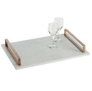 Plateau de service en marbre de qualité supérieure avec poignée en métal doré, parfait pour une fête de mariage élégante et une décoration intérieure - Product Image 1